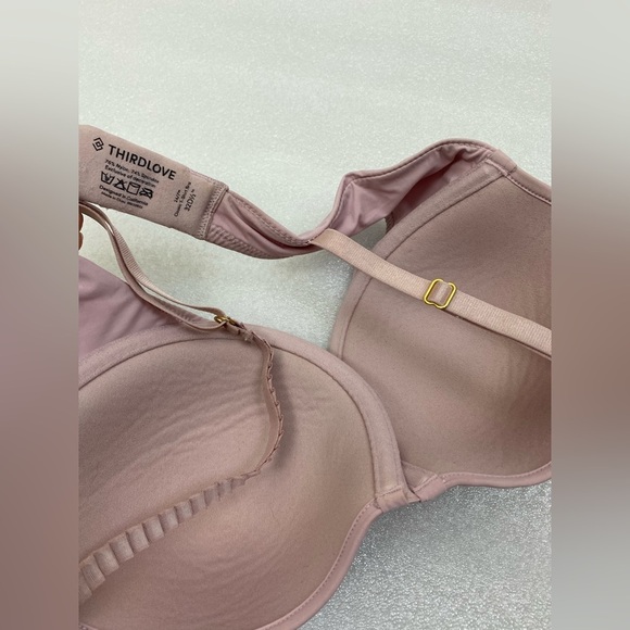 THIRDLOVE Pink Cream Tan Brown Lace Bra size 32 D 1/2 - Picture 3 of 9